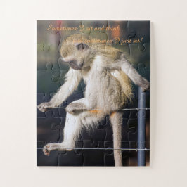 Affe auf Zaun mit lustigem Zitat-Puzzle