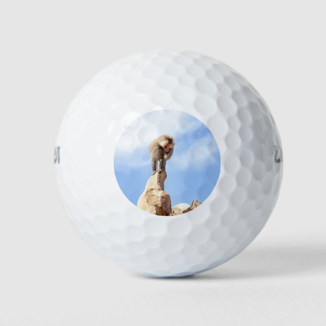 Affe Baboon auf einem Berg Golfball (Vorderseite)