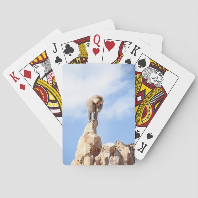 Affe Baboon auf einem Berg Spielkarten (Rückseite)