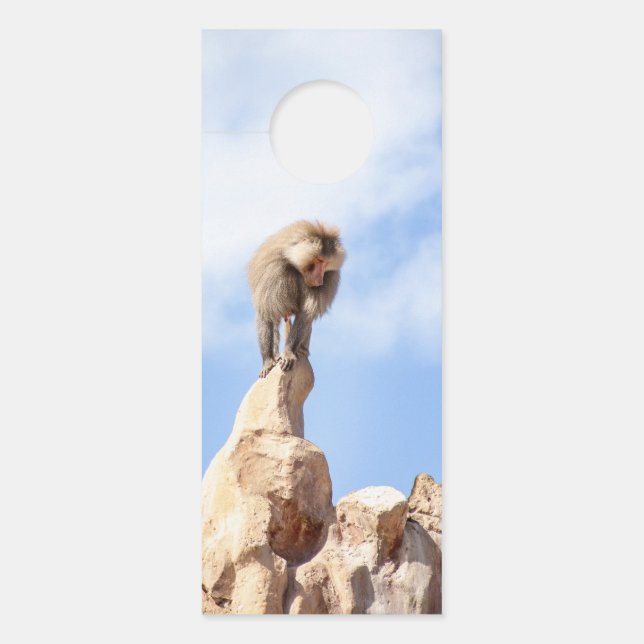 Affe Baboon auf einem Berg Türanhänger (Vorderseite)