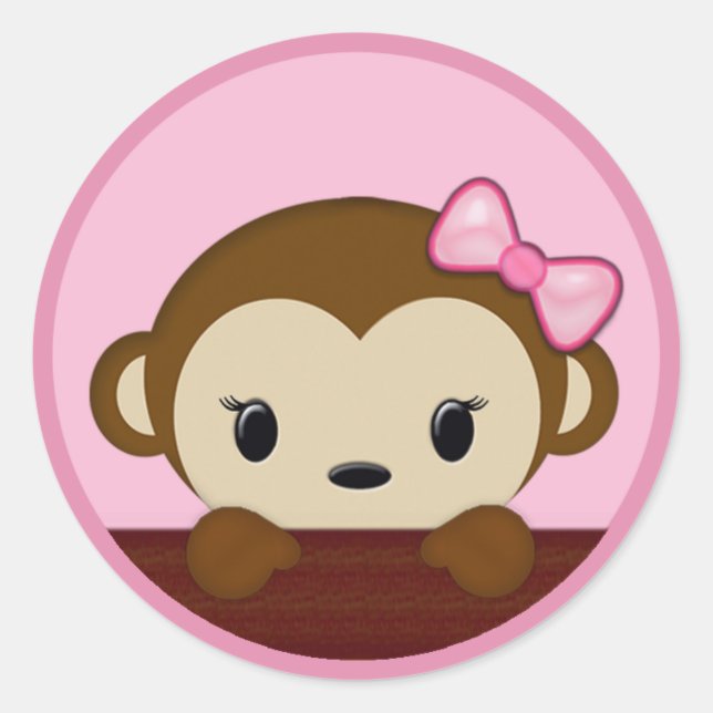 AFFE Baby-Duschen-Polka-Punkt ROSA-MÄDCHEN Siegel Runder Aufkleber (Vorderseite)