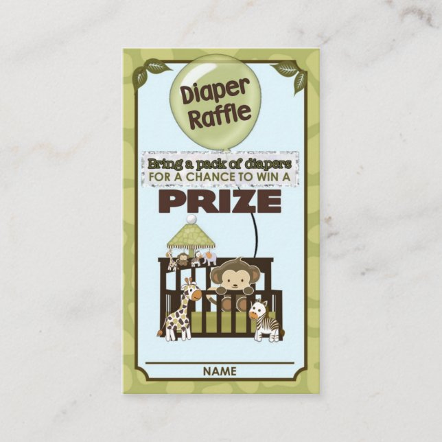 Affe Baby ShowDIAPER RAFFLE TICKETS CA-Blue Begleitkarte (Vorderseite)