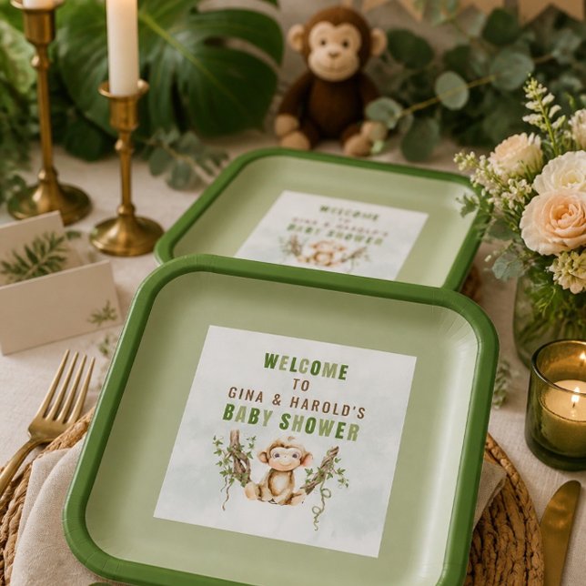 Affe Baby Showdusche Personalisiert Paper Teller (Von Creator hochgeladen)