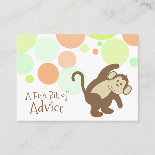 Affe Baby Shower Advisor Cards Hinweiskarte (Vorderseite)