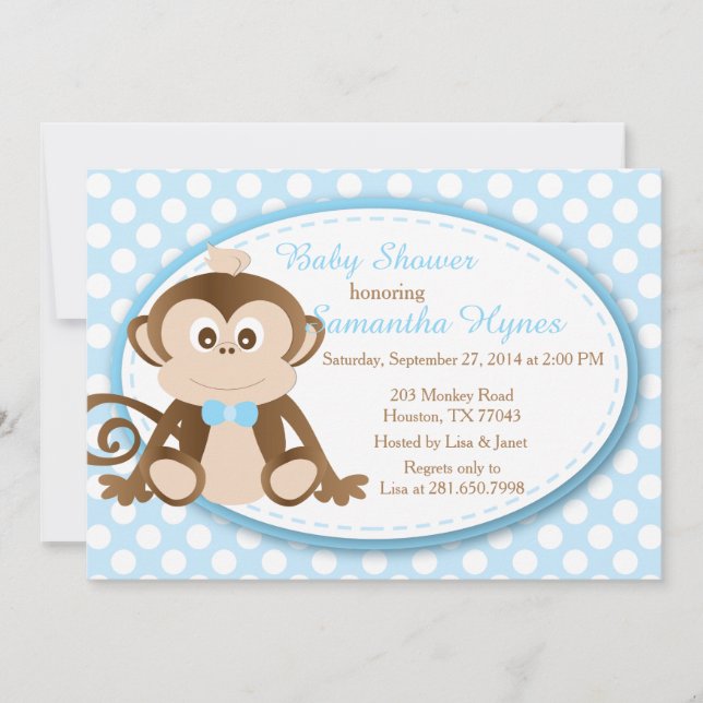 Affe-Babyparty/Geburtstag Einladung-Jungen Einladung (Vorderseite)