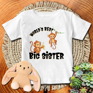 Affe 🙈 Banane Weltbeste Große Schwester Baby T-shirt