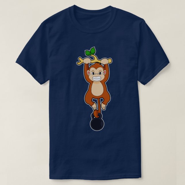 Affe bei Krafttraining mit Dumbell T-Shirt (Design vorne)