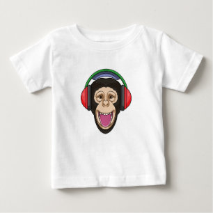 Affe bei Musik mit Headphone Baby T-shirt