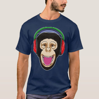 Affe bei Musik mit Headphone T-Shirt