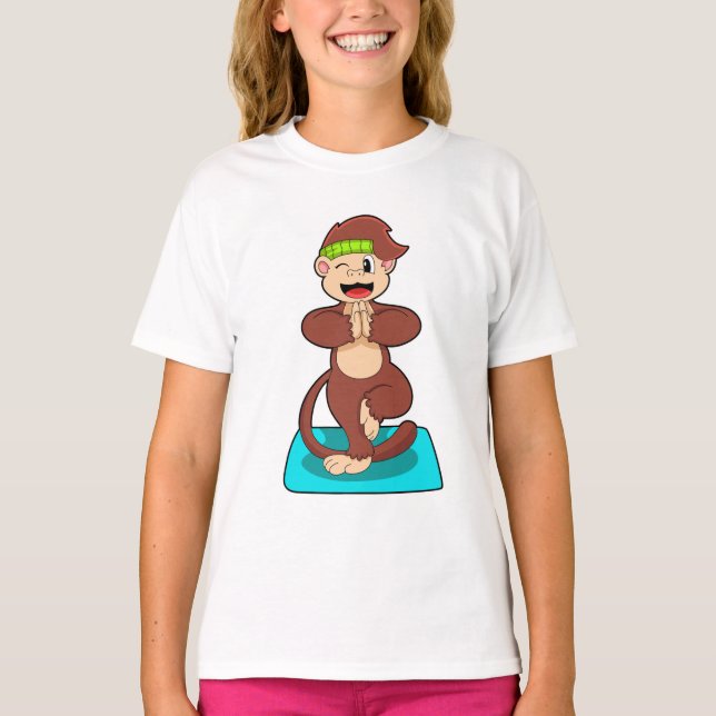 Affe bei Yoga Stehend T-Shirt (Vorderseite)