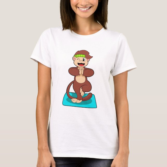 Affe bei Yoga Stehend T-Shirt (Vorderseite)