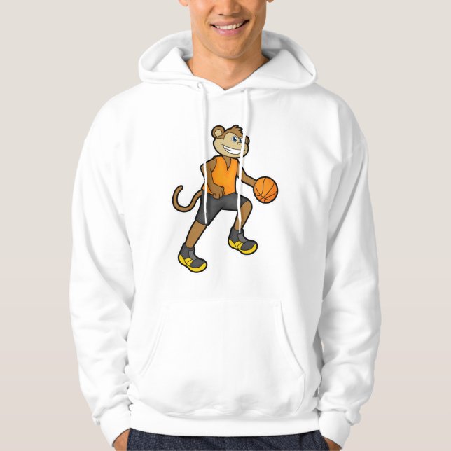 Affe beim Basketball Sport Hoodie (Vorderseite)