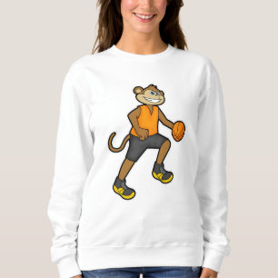 Affe beim Basketball Sport Sweatshirt