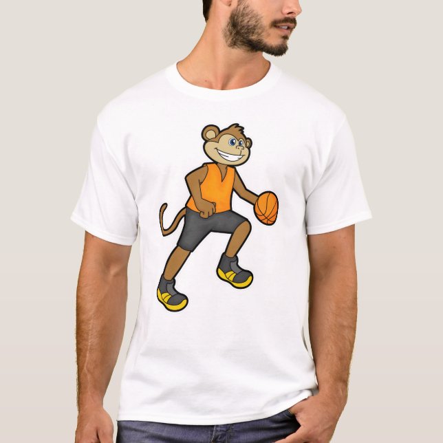 Affe beim Basketball Sport T-Shirt (Vorderseite)