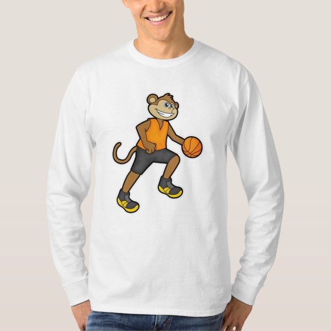 Affe beim Basketball Sport T-Shirt (Vorderseite)