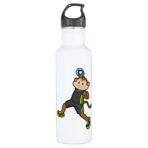 Affe beim Handballspieler mit Handball Edelstahlflasche