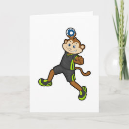 Affe beim Handballspieler mit Handball Karte