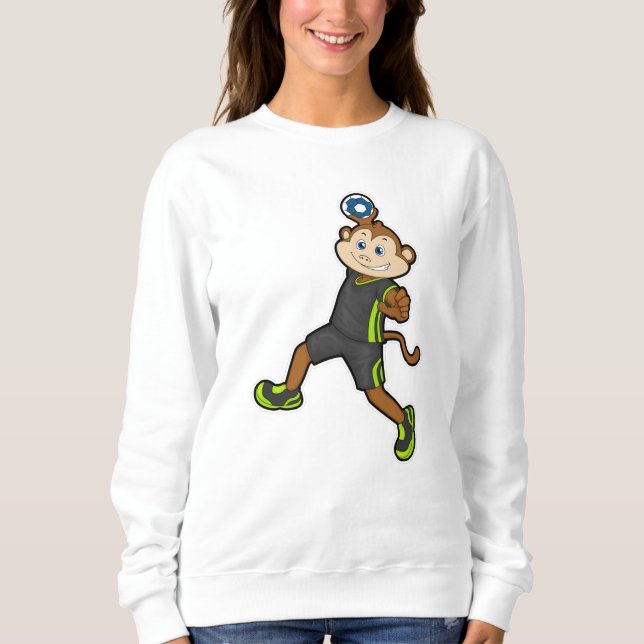Affe beim Handballspieler mit Handball Sweatshirt (Vorderseite)