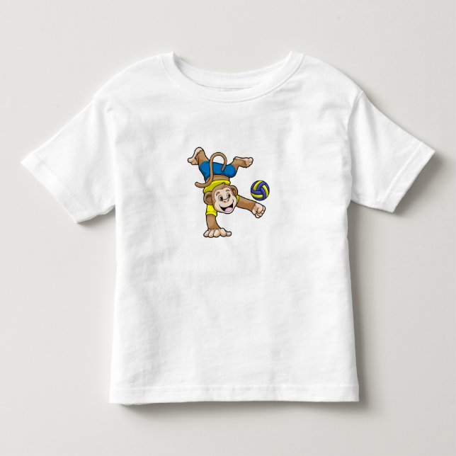 Affe beim Sport mit Volleyball Kleinkind T-shirt (Vorderseite)