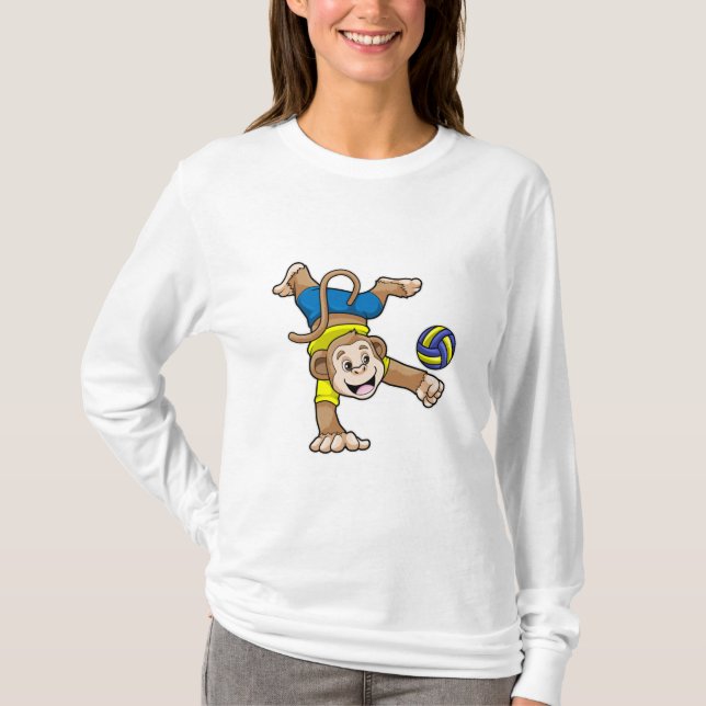 Affe beim Sport mit Volleyball T-Shirt (Vorderseite)