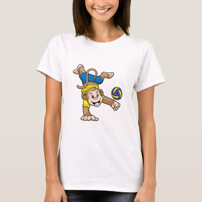 Affe beim Sport mit Volleyball T-Shirt (Vorderseite)
