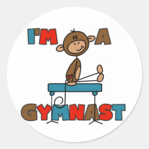 Affe bin ich ein Gymnast-T - Shirts und Geschenke Runder Aufkleber