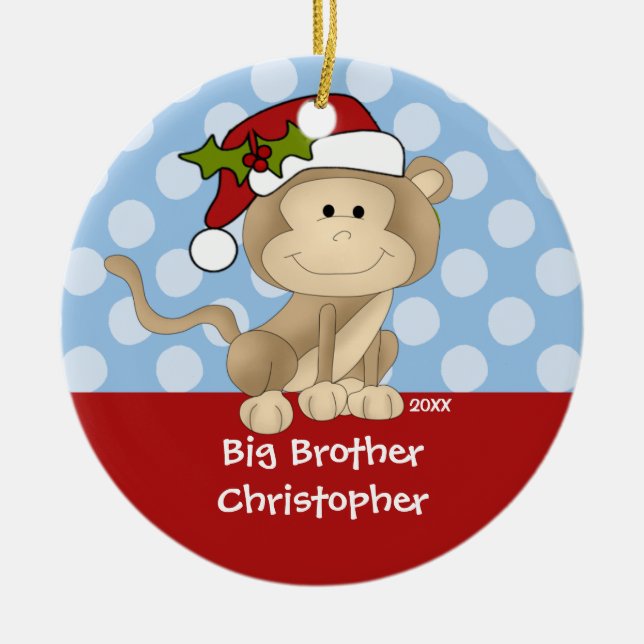Affe-Bruder-Weihnachtsverzierung Keramikornament (Vorne)
