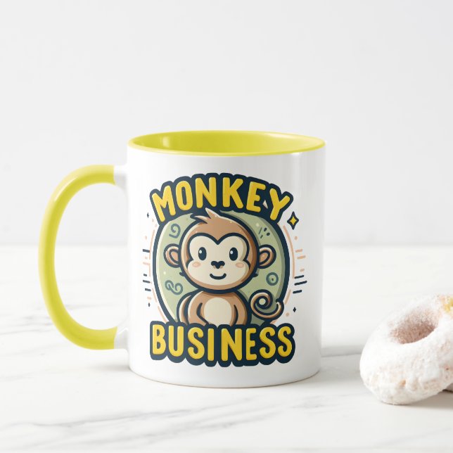Affe Business Niedlicher Cartoon Spielbarkeit Tasse (Mit Donut)