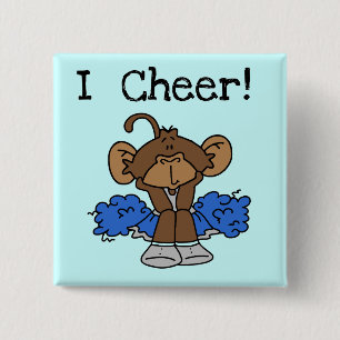 Affe-Cheerleader-blaue und graue T-Shirts und Button