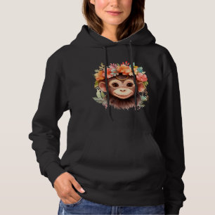 Affe Chimpanzee Jungle Animal Boho Floral Ape 21 Hoodie