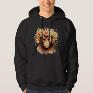Affe Chimpanzee Jungle Animal Boho Floral Ape 23 Hoodie