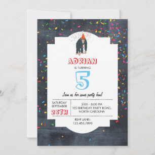 Affe Chimpanzee Partying Animals Geburtstagsparty Einladung