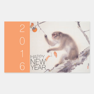 Affe Chinesisch Neujahr Brauch 2016 Japanische Kun Rechteckiger Aufkleber