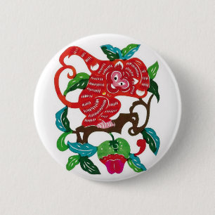 Affe-Chinesisches Tierkreis-Zeichen Button