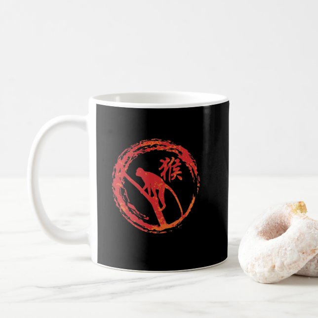 Affe chinesisches Tierkreiszeichen Kaffeetasse (Mit Donut)