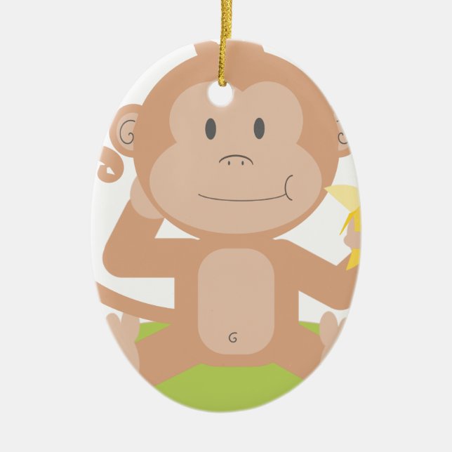 Affe, der Banane isst Keramikornament (Vorne)