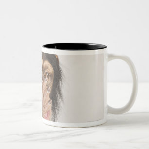Affe, der sein Gesicht reibt Zweifarbige Tasse