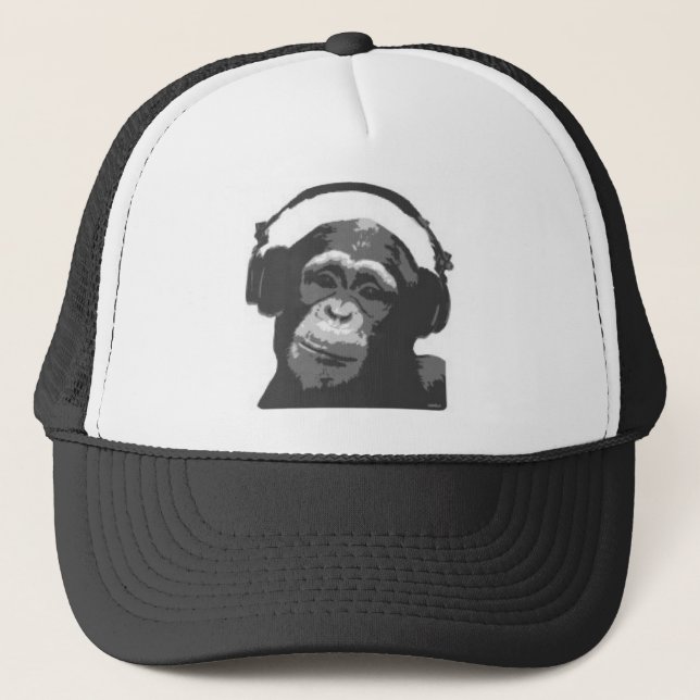 Affe-DJ-Hut Truckerkappe (Vorderseite)
