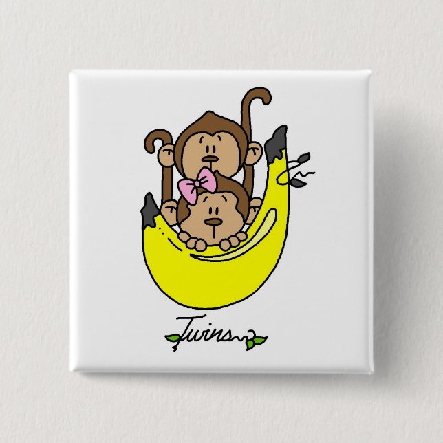 Affe-Doppeljunge und Mädchen-T-Shirts und Button (Vorderseite)