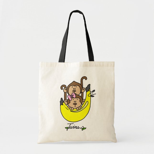 Affe-Doppeljunge und Mädchen-T-Shirts und Tragetasche (Vorne)