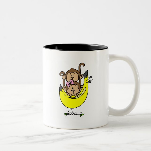 Affe-Doppeljunge und Mädchen-T-Shirts und Zweifarbige Tasse (Rechts)