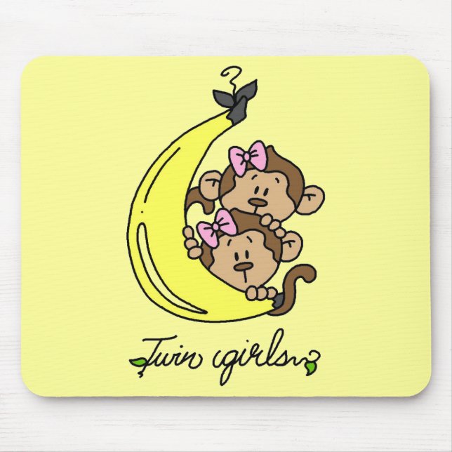 Affe-Doppelmädchen-T - Shirts und Geschenke Mousepad (Vorne)