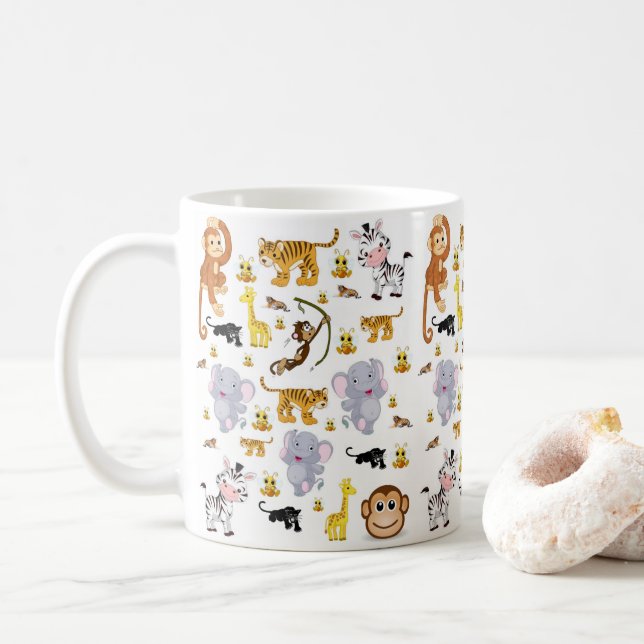 Affe Elefant Tiger Tasse (Mit Donut)