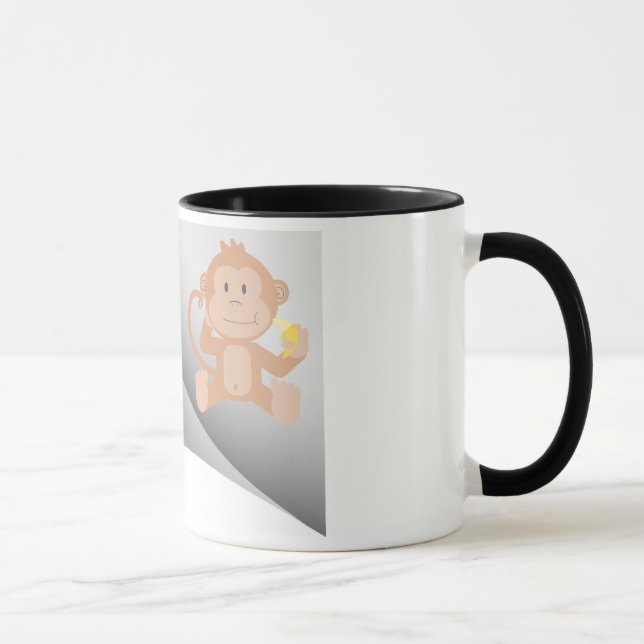 Affe essen Banane unter dem Pflaster Tasse (Rechts)