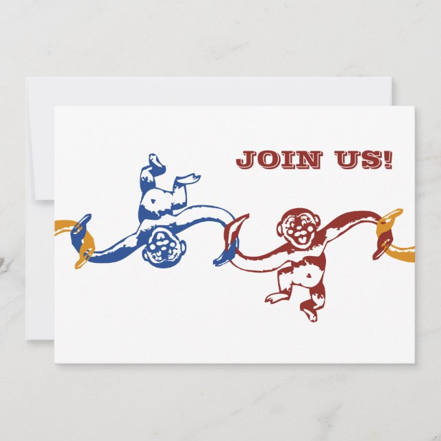 Affe-Fass-Geburtstags-Einladung Einladung (Vorderseite)