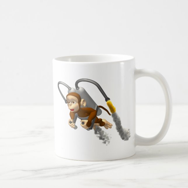 Affe-Fliegen mit Jetpack Kaffeetasse (Rechts)