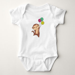 Affe fliegt mit Balloons oben süß Baby Strampler
