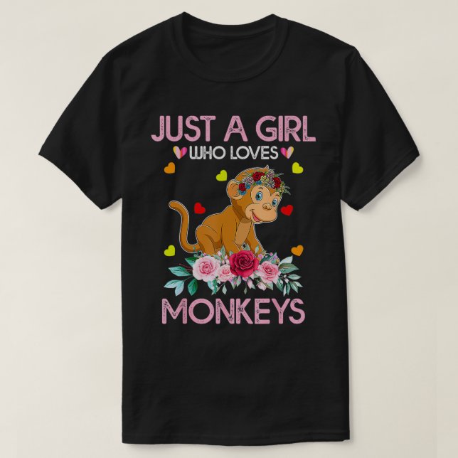 Affe für Frauen, nur ein Mädchen, das Affen Liebe T-Shirt (Design vorne)