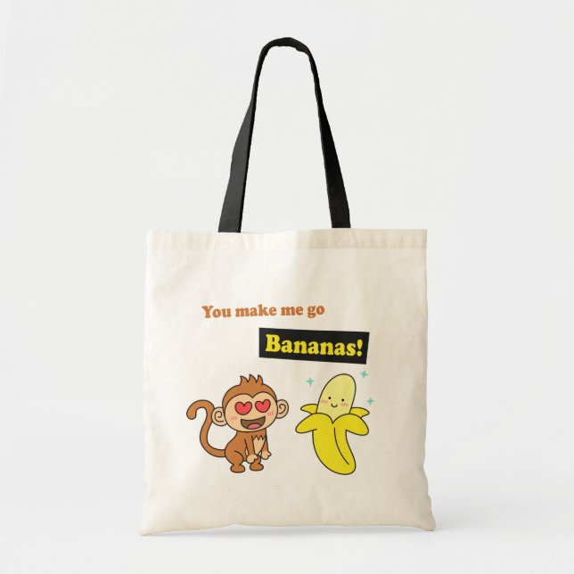 Affe gehen Bananen, niedlicher Liebe-Spaß Tragetasche (Vorne)