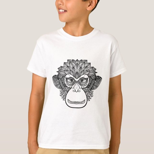 Affe-Gekritzel-Gesicht T-Shirt (Vorderseite)